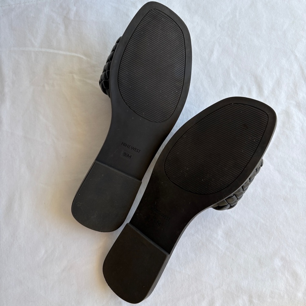 Nine West Black Braided Sandals Slip-on Casual Spring Capsule Classic - Picture 8 of 9
